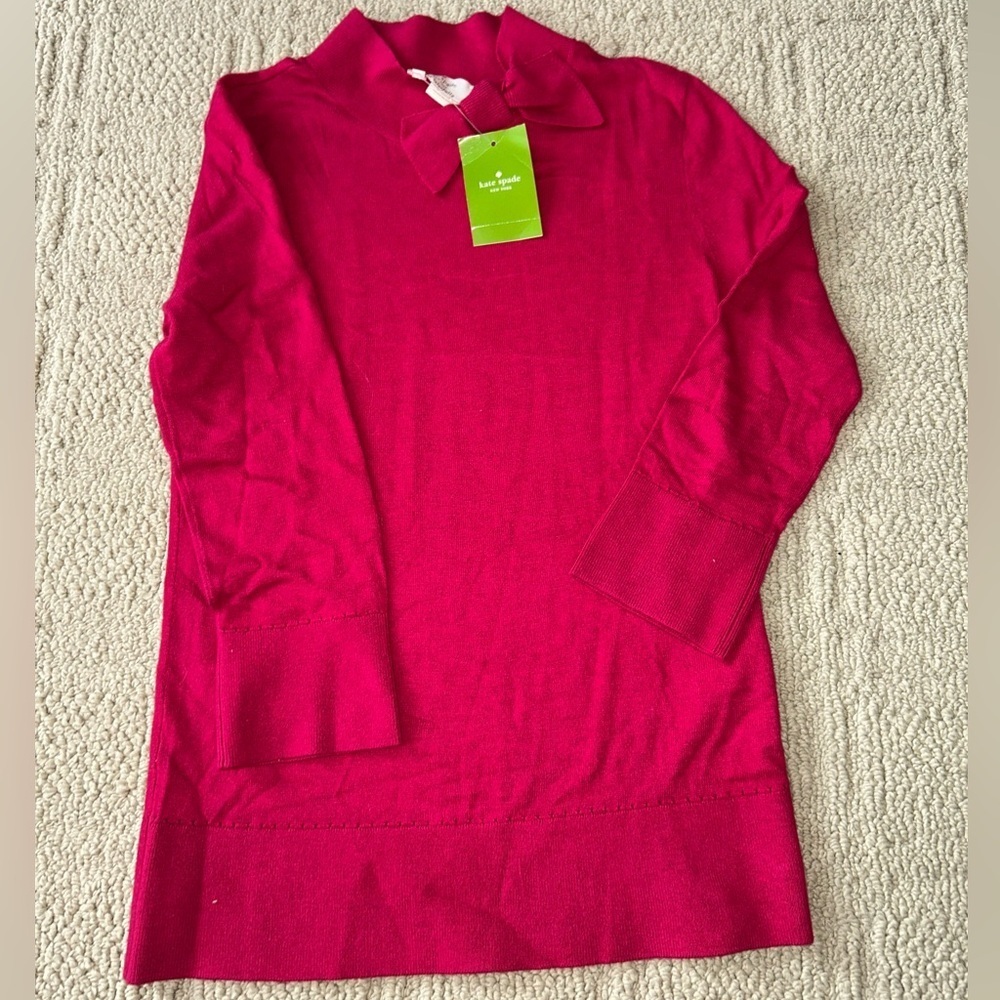 NWT-Kate Spade New York Abree Bow Sweater Tango Red- women’s XS - Picture 7 of 8
